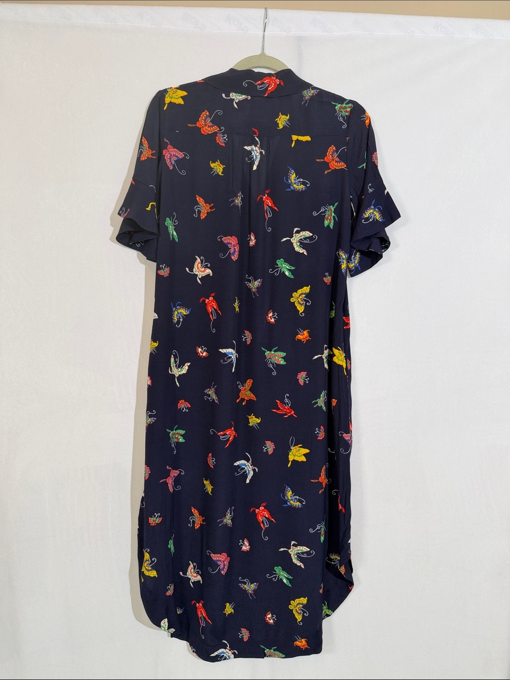 Anthropologie Maeve Midi Shirtdress Size XS Navy Butterfly Print - Picture 4 of 11